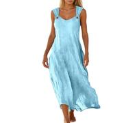 OBASDFD Elegant Plain Casual Dress for Breathable, Soft Summer Days with Design(Blue,M)