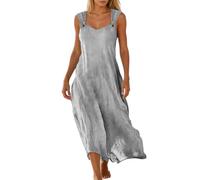 OBASDFD Elegant Plain Casual Dress for Breathable, Soft Summer Days with Design(Gray,XL)