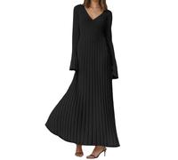 OBASDFD Elegant Turtleneck Knit Maxi Dress Ribbed Structure Bodycon Design Slimming Casual Wear with Waist Fit(Black,3XL)