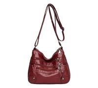 OBASDFD Fashionable Women's Large Capacity Crossbody Zipper Shoulder Casual Bag(Red)
