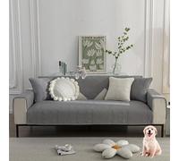 OBASDFD Housse De Canapé Antidérapante en Coton Lavé for 3 Places, Douce Et Moderne, Couleur Unie, for Animaux Compagnie(Grey,110 * 180cm/43 * 71in)