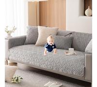 OBASDFD Housse De Canapé Antidérapante en Jacquard Floral for Canapés Sectionnels, Protection Meubles Résistante Aux Animaux(Grey,90 * 240cm)