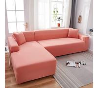 OBASDFD Housse De Canapé d'angle 2 Pièces Extensible Et Élastique en Forme L(AC,3 Seater+3 Seater)