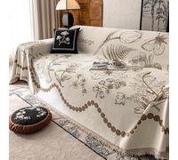 OBASDFD Housse De Canapé Élégante en Chenille avec Bordure À Pompons, Lavable Et Durable, for Une Protection Polyvalente des Meubles(Beige,71 * 51in)