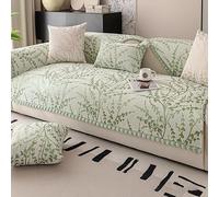 OBASDFD Housse De Canapé en Chenille avec Dentelle Boule Fourrure, Antidérapante, Lavable Et Adaptée Aux Animaux Compagnie(Bgreen,90 * 160cm/35.4 * 63in)