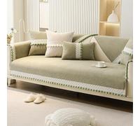 OBASDFD Housse De Canapé en Chenille avec Dentelle Boule Fourrure, Antidérapante, Lavable Et Adaptée Aux Animaux Compagnie(Agreen,70 * 150cm/27.6 * 59in)