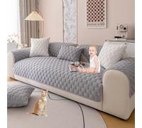 OBASDFD Housse De Canapé en Fausse Fourrure Forme L, Protection Antidérapante for Canapés Sectionnels(Grey,90 * 180cm/35.4 * 71in)