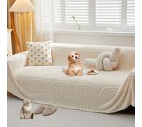 OBASDFD Housse De Canapé en Peluche for 3 Places - Protection Réversible Et Jeté Polyvalent(Beige,180 * 280cm/71 * 110in)