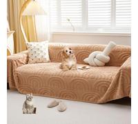 OBASDFD Housse De Canapé en Peluche for 3 Places - Protection Réversible Et Jeté Polyvalent(Curry,180 * 340cm/71 * 134in)