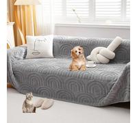 OBASDFD Housse De Canapé en Peluche for 3 Places - Protection Réversible Et Jeté Polyvalent(Grey,180 * 280cm/71 * 110in)