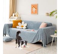 OBASDFD Housse De Canapé en Peluche Jacquard, Anti-Rayures, Lavable, Adaptée Aux Animaux Compagnie(Blue,180 * 380cm/71 * 149.6in)