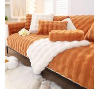 OBASDFD Housse De Canapé en Peluche Ondulée Antidérapante for Canapés Sectionnels, Protection Meubles Résistante Aux Animaux(Caramel,70 * 180cm/27.6 * 71in)