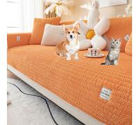 OBASDFD Housse De Canapé en Velours Côtelé, Antidérapante, Réversible, Tissu Doux, Adaptée Aux Animaux Compagnie(Orange,70 * 210cm/27.6 * 82.7in)