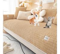 OBASDFD Housse De Canapé en Velours Côtelé, Antidérapante, Réversible, Tissu Doux, Adaptée Aux Animaux Compagnie(Khaki,70 * 150cm/27.6 * 59in)