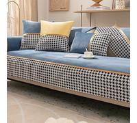 OBASDFD Housse De Canapé en Velours Côtelé Patchwork, Antidérapante, for Canapés L, Adaptée Aux Animaux Compagnie(Blue,70 * 210cm/27.6 * 82.7in)
