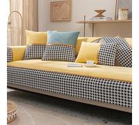 OBASDFD Housse De Canapé en Velours Côtelé Patchwork, Antidérapante, for Canapés L, Adaptée Aux Animaux Compagnie(Yellow,70 * 210cm/27.6 * 82.7in)