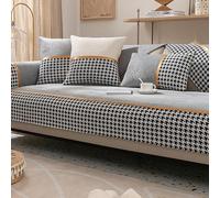 OBASDFD Housse De Canapé en Velours Côtelé Patchwork, Antidérapante, for Canapés L, Adaptée Aux Animaux Compagnie(Grey,90 * 210cm/35.4 * 83in)