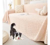 OBASDFD Housse De Canapé en Velours Rose - Antidérapante Peluche for Une Protection Polyvalente des Meubles(Beige,180 * 300cm/71 * 118in)