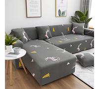 OBASDFD Housse De Canapé Extensible en L avec Élastique Bas, Lavable Et Résistante Aux Animaux(13,2 Seater+3 Seater)