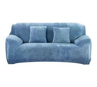 OBASDFD Housse De Canapé Extensible en Peluche avec Base Antidérapante, Protection Meubles Lavable(Blue,4 Seater(235-310cm))