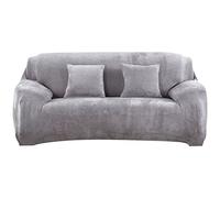 OBASDFD Housse De Canapé Extensible en Peluche avec Base Antidérapante, Protection Meubles Lavable(Grey,3 Seater(190-230cm))