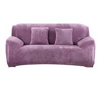 OBASDFD Housse De Canapé Extensible en Peluche avec Base Antidérapante, Protection Meubles Lavable(Light Purple,4 Seater(235-310cm))