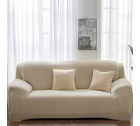 OBASDFD Housse De Canapé Extensible, Résistante Aux Animaux, Couleur Unie, Élastique(Off White,2 Seater (145-185 cm))