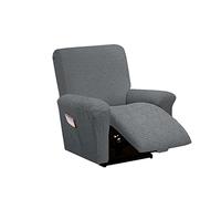 OBASDFD Housse de canapé inclinable 4 pièces for Salon, Protection antidérapante avec Sangle élastique, Housse 1 Place Poche latérale - Rose(Dark Gray)