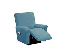 OBASDFD Housse de canapé inclinable 4 pièces for Salon, Protection antidérapante avec Sangle élastique, Housse 1 Place Poche latérale - Rose(Blue 1)
