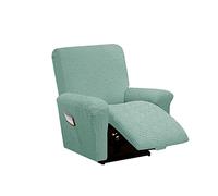 OBASDFD Housse de canapé inclinable 4 pièces for Salon, Protection antidérapante avec Sangle élastique, Housse 1 Place Poche latérale - Rose(Green 1)