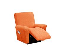 OBASDFD Housse de canapé inclinable 4 pièces for Salon, Protection antidérapante avec Sangle élastique, Housse 1 Place Poche latérale - Rose(Orange)