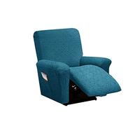 OBASDFD Housse de canapé inclinable 4 pièces for Salon, Protection antidérapante avec Sangle élastique, Housse 1 Place Poche latérale - Rose(Blue)