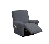 OBASDFD Housse de canapé inclinable 4 pièces for Salon, Protection antidérapante avec Sangle élastique, Housse 1 Place Poche latérale - Rose(Light Grey)