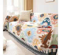 OBASDFD Housse De Canapé Lavable Style Bohème, Antidérapante, Universelle, for Canapés 2/3/4 Coussins, avec Protection for Animaux(D,180 * 260CM)