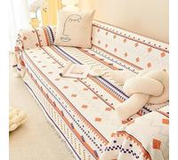 OBASDFD Housse De Canapé Lavable Style Bohème, Antidérapante, Universelle, for Canapés 2/3/4 Coussins, avec Protection for Animaux(G,180 * 380CM)