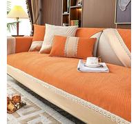 OBASDFD Housse De Canapé Patchwork en Chenille avec Bordure Dentelle, Protection Meubles Antidérapante Et Lavable, Luxe(Orange,70 * 150cm/27.6 * 59in)
