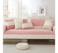 OBASDFD Housse De Canapé Patchwork en Velours Côtelé for Canapés Sectionnels, Épaisse Et Antidérapante(Pink,70 * 210cm/27.6 * 82.7in)