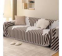 OBASDFD Housse De Canapé Réversible Boho en Chenille avec Pompon for Canapés Sectionnels(Brown,180 * 130cm/71 * 51in)