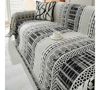 OBASDFD Housse De Canapé Réversible en Chenille for Canapés 2 À 4 Places, Protection Meubles Double Face Antidérapante Et Lavable(Black,180 * 150cm/71 * 59in)