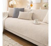 OBASDFD Housse De Canapé Sectionnelle À Rayures Chenille, Antidérapante Et Lavable, for Animaux Compagnie(Beige,110 * 240cm/43 * 94.5in)