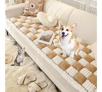 OBASDFD Housse De Canapé Sectionnelle en Chenille Brodée, Épaisse Et Antidérapante, sans Danger for Les Animaux(Khaki,50 * 50cm/19.7 * 19.7in)