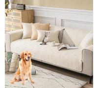 OBASDFD Housse De Canapé Sectionnelle en Coton for 2 À 4 Places, Antidérapante, Réversible, Lavable(Beige,70 * 180cm/27.6 * 71in)
