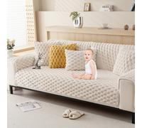 OBASDFD Housse De Canapé Sectionnelle en Peluche 3D, Antidérapante, Lavable, Résistante Aux Animaux Compagnie(Beige,90 * 240cm/35.4 * 94.5in)