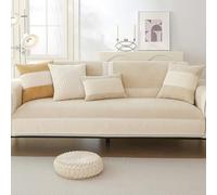 OBASDFD Housse De Canapé Sectionnelle en Velours Côtelé, Motif Patchwork, Antidérapante, Anti-Rayures Et Résistante Aux Animaux(Beige,70 * 210cm/27.6 * 82.7in)