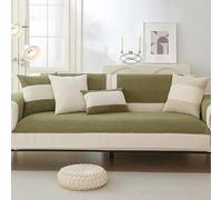 OBASDFD Housse De Canapé Sectionnelle en Velours Côtelé, Motif Patchwork, Antidérapante, Anti-Rayures Et Résistante Aux Animaux(Green,70 * 180cm/27.6 * 71in)