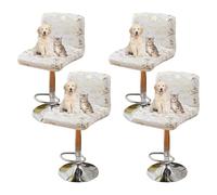 OBASDFD Housses De Tabouret Bar Élastiques avec Dossier, Pivotantes Carrées for La Protection des Bars Et Salles À Manger Domicile(1,Set of 4)