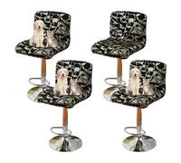 OBASDFD Housses De Tabouret Bar Élastiques avec Dossier, Pivotantes Carrées for La Protection des Bars Et Salles À Manger Domicile(2,Set of 4)