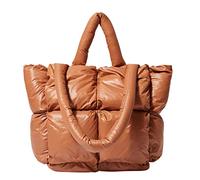 OBASDFD Ladies Large Quilted Tote Bag, Winter Soft Shoulder, Clear Handbag(Brown)