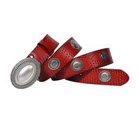 OBASDFD Men's Metal Circle Studded Vintage Genuine Leather Belt, Casual Cowhide With Punk Rock Rivets, 1.5" Wide For Jeans, Pants, Dress (Brown,120cm/waist:40"~42")