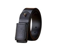 OBASDFD Men's No Metal Leather Belt With Smooth Buckle, Pure Cowhide, Skin-Friendly, Black(Black,130CM/51.2'')